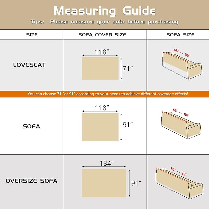 MEETSKY Couch Covers for 3 Cushion Couch Sofa Washable Cat Scratch Proof Sectional Couch Covers L Shape Sofa Cover Slipcovers Couch Furniture Protector for Pets Dogs Kids, 91" x 118", Creamy White