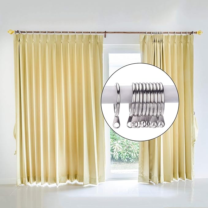 Shappy 40 Pack Metal Drapery Curtain Rod Rings with Eyelets Internal Diameter 1.18in Fits up to 0.79 in Rod Hanging Drape Sliding Eyelet Silver Rings for Window Door Shower Bathroom