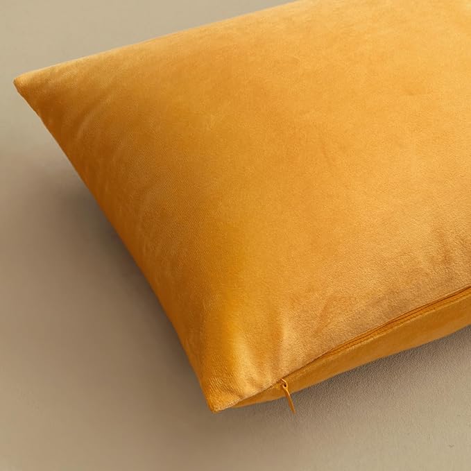 MIULEE Pack of 2 Velvet Soft Solid Decorative Square Throw Pillow Covers Set Cushion Case for Fall Sofa Bedroom Car 16x16 Inch 40x40 Cm Gold