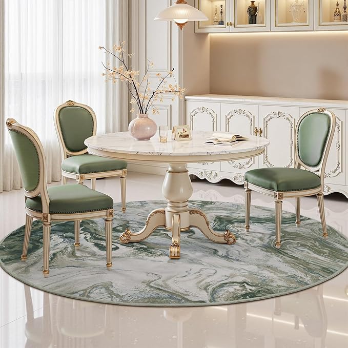 6x6 Round Area Rugs for Living Room, Modern Abstract Rug for Bedroom, Contemporary Machine Washable Rug, Large Stain Resistant Carpet for Dining Room Playroom Home Office, Pet & Kids Friendly