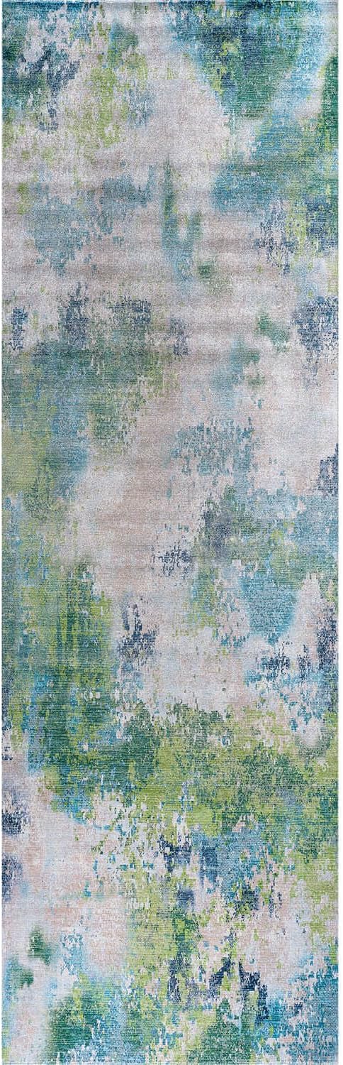 Non Slip Rugs 2x7 Modern Abstract Easy Silk Rubber Backing Soft Runner Rug for Hallways Easy to Clean Non Shedding Kitchen for Laundry Room Indoor Area Carpet (Teal - Green, 2x7)