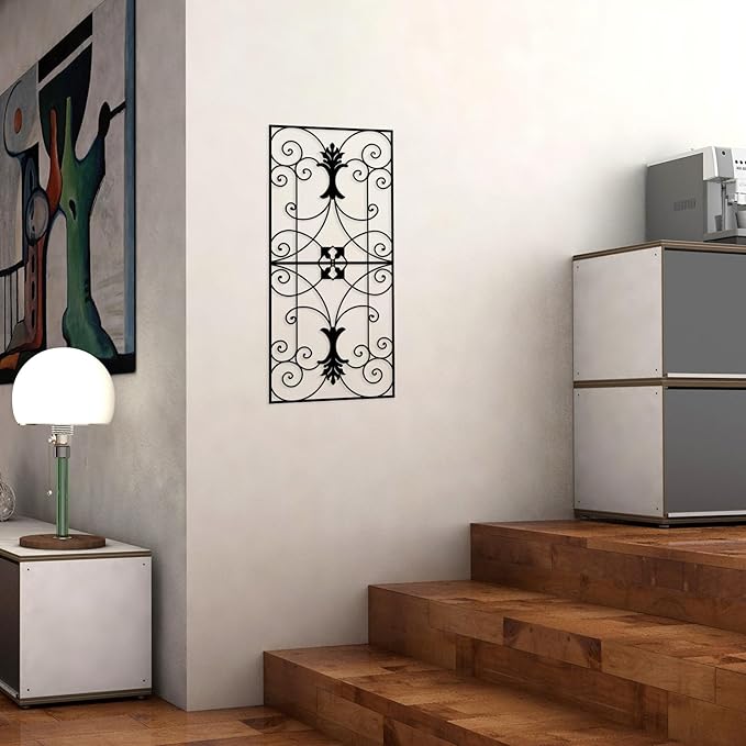 DUOOLN Large Metal Scroll Home Wall Decor , Square Geometric Art Wall Paintings, Abstract Minimalist Modern Metal line Hanging Sign, for Farmhouse Living Room Bedroom Indoor Outdoor Office Sculpture Decoration