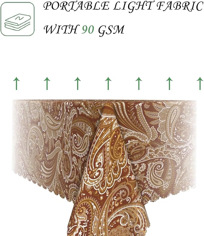 60x84 Inch Paisley Floral Rectangular Tablecloth Indian Ethnic Vintage Print Table Cloth Bohemian Washable Durable Table Cover for Dining Banquet Garden Patio Decor
