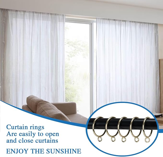 Curtain Rings with Eyelets Metal Eyelet Drapery Rings Inner Diameter 2Inch Curtain Rings for Hanging Pinch Pleat Curtain Pin Drape Hooks Gold Zocang