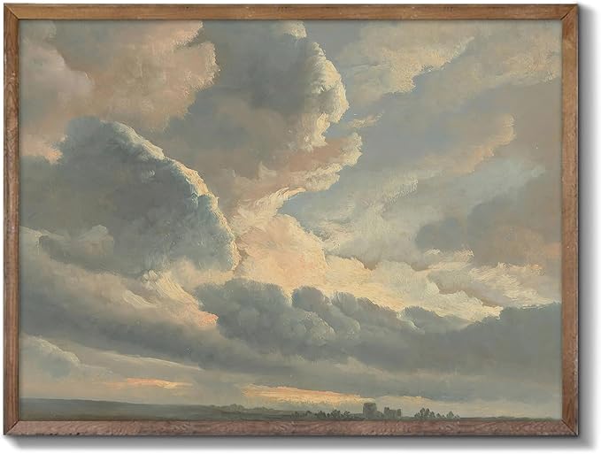 XOCUUI Unframed Canvas Wall Art Vintage Decor, Room Decor Classical Oil Painting Canvas Prints Study Of Clouds With A Sunset Near Rome Vintage Landscape Wall Art Home Decor, 8"X10"