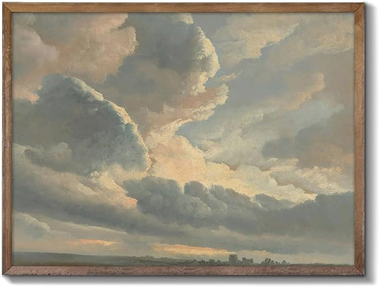 XOCUUI Unframed Canvas Wall Art Vintage Decor, Room Decor Classical Oil Painting Canvas Prints Study Of Clouds With A Sunset Near Rome Vintage Landscape Wall Art Home Decor, 8"X10"