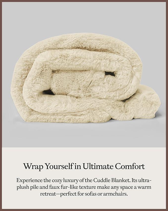 Cozy Earth Cuddle Blanket - Faux Fur Ultra-Soft Luxury Throw Blanket - Thick & Cozy Oversized Design for Lounging or Sharing - Machine Washable - Oversize Throw 80" x 60" Crème
