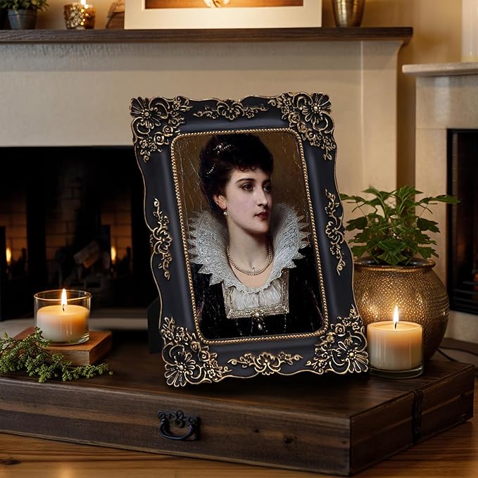 4x6 Vintage Picture Frame Black Baroque Gothic Picture Frames Antique Ornate Victorian for Tabletop or Wall Display Gallery Wall Art