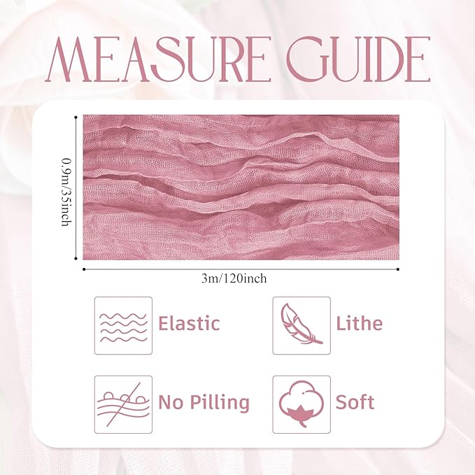 Wokceer Cheesecloth Table Runner 2Pack 10FT Pink Boho Gauze Cheese Cloth Table Runner for Party Long Rustic Sheer Table Runners for Baby Bridal Shower Wedding Easter Table Decor