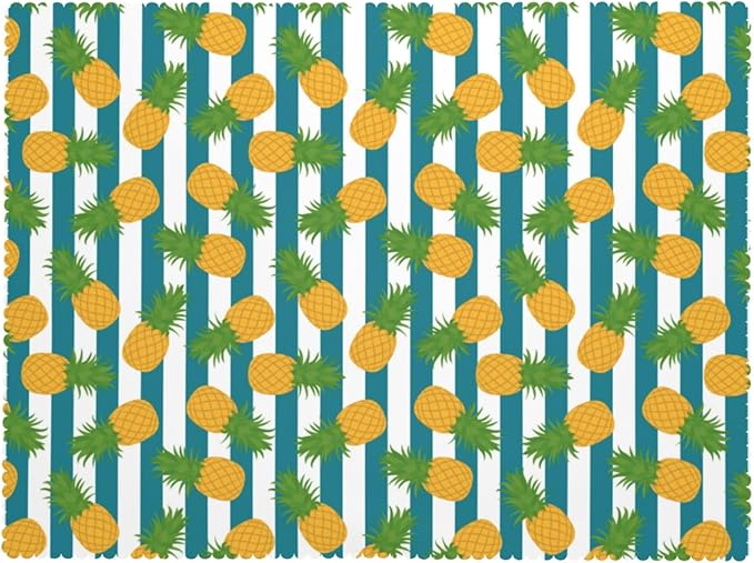 Pineapple Tablecloth Pineapple Blue and White Stripes Rectangle Tablecloth Fruits Decorative Table Cover 54×72 Inch Washable Table Cloth for Kitchen Dining Room Party