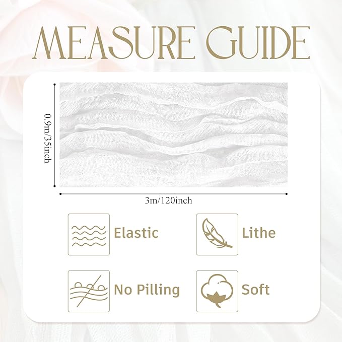 Wokceer Cheesecloth Table Runner 10FT Ivory White Boho Gauze Fall Christmas Cheese Cloth Table Runner for Party Thanksgiving Rustic Sheer Table Runners for Baby Bridal Shower Wedding Easter Table