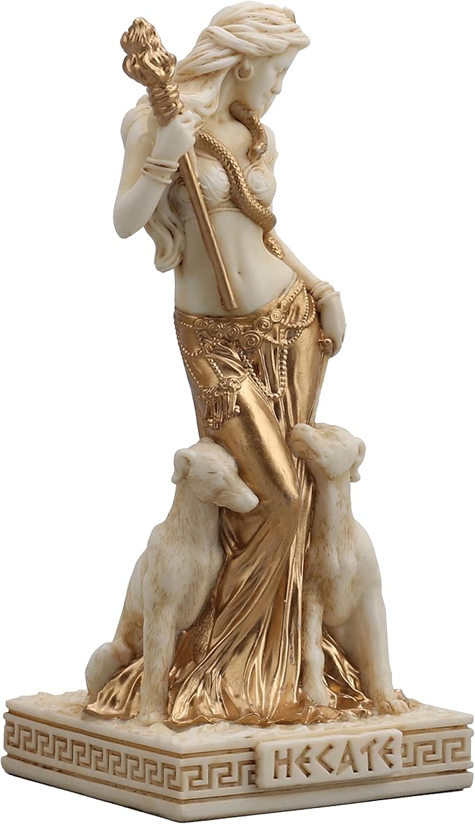Veronese Design 3 5/8 Inch Greek Goddess Hecate Resin Hand Painted White Gold Miniature Figurine