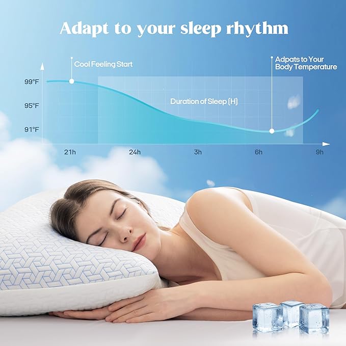 puredown® Shredded Memory Foam Pillows King Size Set of 2,Cooling Pillows for Sleeping,Adjustable Foams Bed Pillow with Zipper Removable Pillow Cover,20x36In