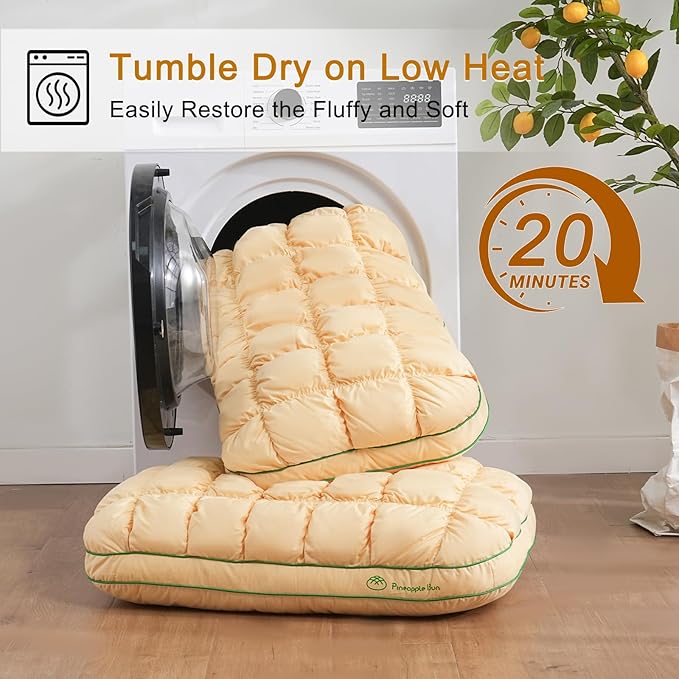 YOUR MOON Fluffy Support Bed Pillow Queen Size, Super Soft Premium Down Alternative Filling for Sleeping, Luxury Hotel Quality Bed Pillows for Side Sleeper (Yellow)