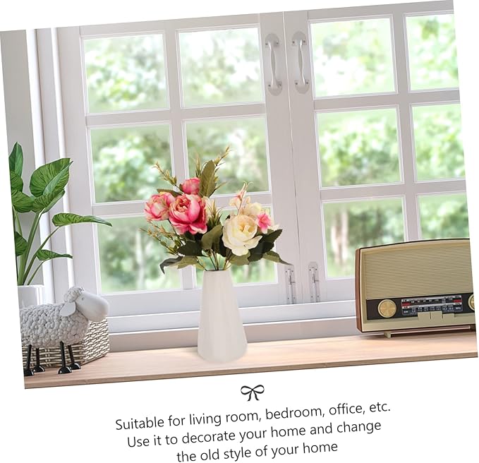 Cabilock White Ceramic Vase Modern Chic Porcelain Flower Pot for Home Office Balcony Decor Simple Elegant Floral Planter
