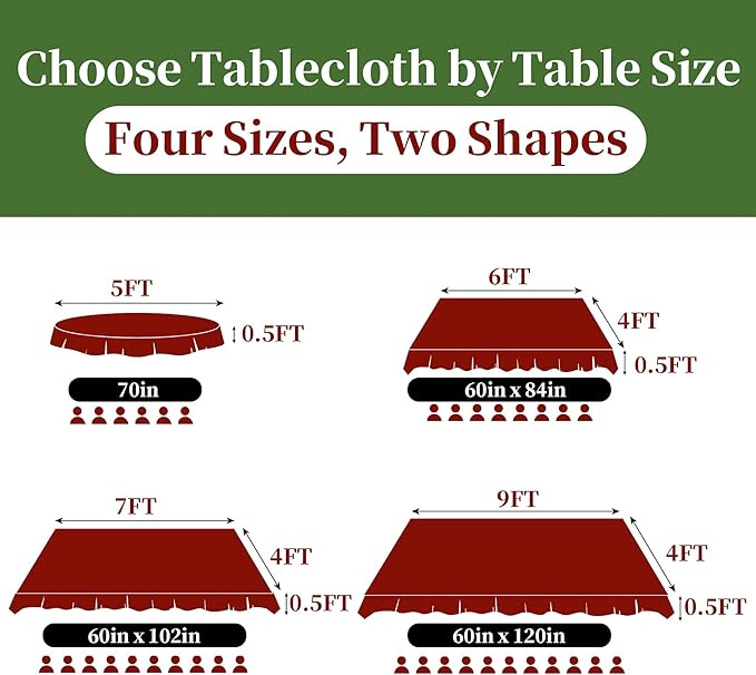 Christmas Table Cloth Rectangle Table, 60"x120" (10-12 Seat) - Cotton-Polyester | Wrinkle Free | Washable | Reusable, Red Holiday Tablecloth for Wedding, Dining & Party, Bowtie Jacquard (1PC)