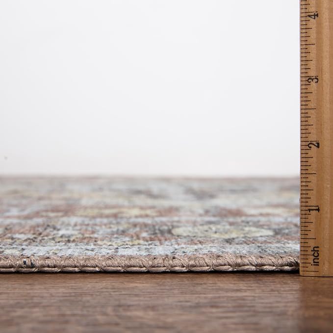 Bloom Rugs Washable Non-Slip 10 ft Runner - Blush/Beige Traditional Medallion Runner for Entryway, Hallway, Bathroom, and Kitchen - Exact Size: 2.5' x 10'