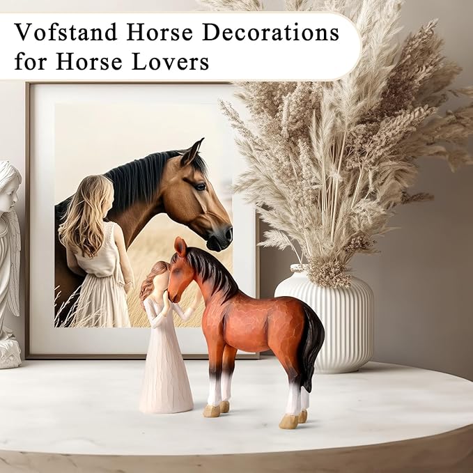 Horse Gifts for Girls Women - Girl Embraces Horses Figurine Gifts for Horse Lovers Women Sculpted Hand-Painted Resin Horses Stuff Cowgirl Equestrian Decor