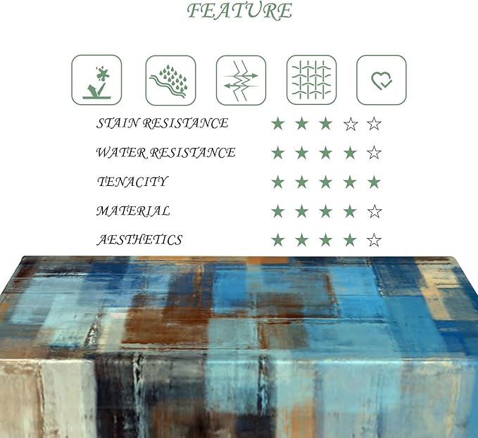 70x90 Inch Modern Abstract Art Rectangle Tablecloth Blue Brown Gradient Painting Geometric Color Block Grunge Table Cloth Waterproof Durable Table Cover for Kitchen Picnic Bedroom Home Party