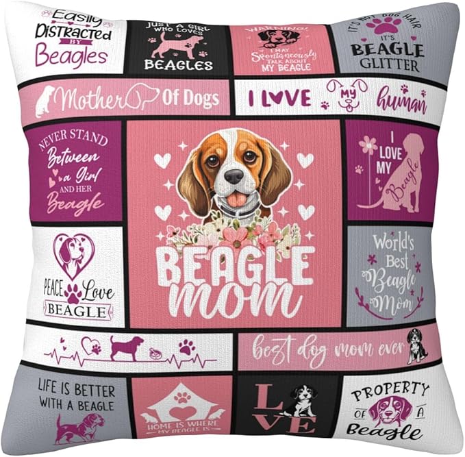 Christmas Beagle Gifts for Women, Funny Beagle Themed Gifts for Beagles Lovers, Best Beagles Mom Gift for Christmas, Xmas, Dog Mom Gift for Beagle's Owner Throw Pillow Cover 18x18 Inches