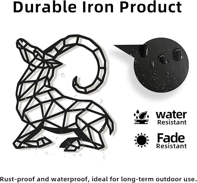 Geometric Animal Metal Wall Art – Modern Polygon Style Metal Wall Decor for Home, Living Room, or Office, Minimalist Wildlife Wall Sculpture, Black Steel Design (Style-6)