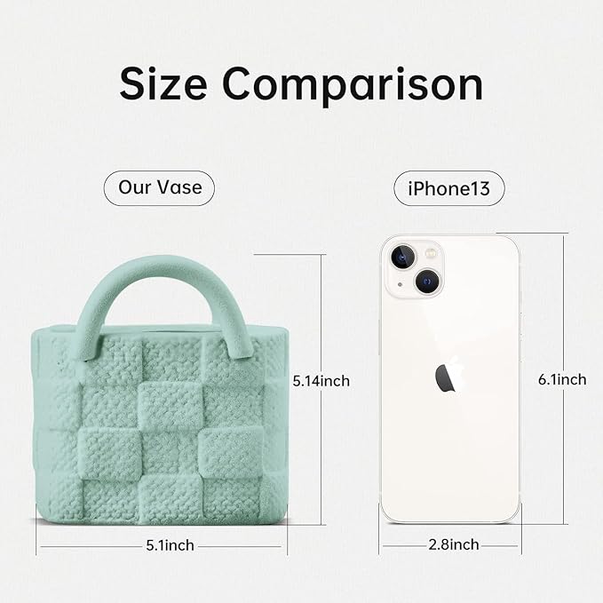 Ceramic Vase, Small Modern Flower Vase for Home Decor, Handbag Collection Creative Ceramic Floral Vases for Centerpieces, Flower Arrangement Decoration Shooting Props (Green)