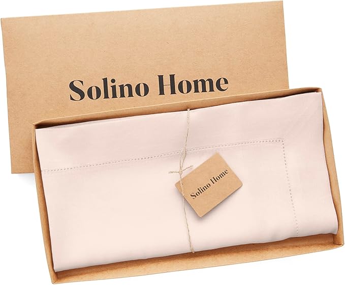 Solino Home Pink Linen Tablecloth 52 x 52 Inch - 100% Pure Linen Square Table Throw - Classic Hemstitch, Machine Washable Table Cloth