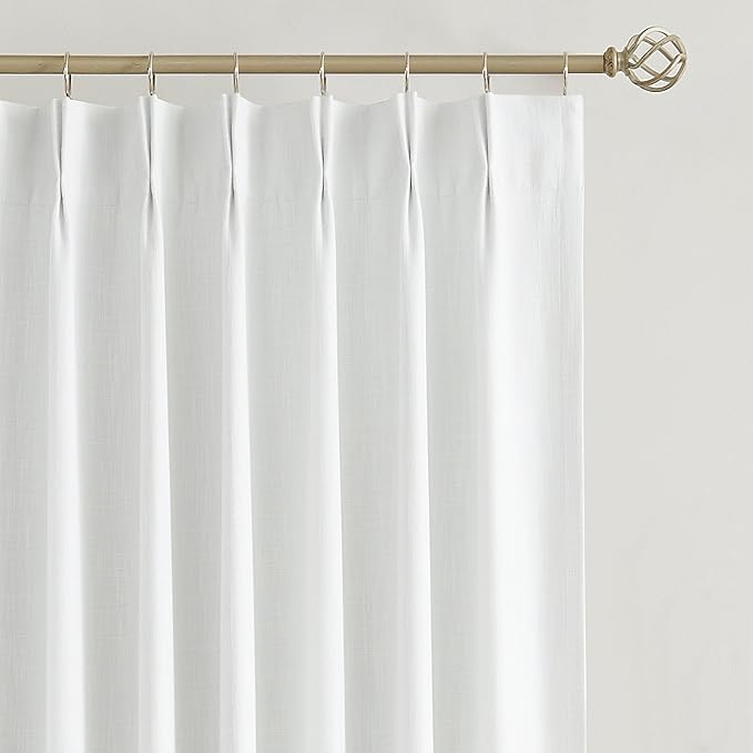 Vision Home White Pinch Pleated Full Blackout Curtains Thermal Insulated Window Curtains 63 inch for Living Room Bedroom Room Darkening Pinch Pleat Drapes with Hooks Back Tab 2 Panel 40" Wx63 L