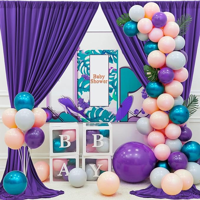 40ft x 10ft Wrinkle Free Purple Backdrop Curtains for Parties, 8 Panels 5x10ft Thick Fabric Purple Backdrop Drapes for Wedding Party Background Birthday Decoration