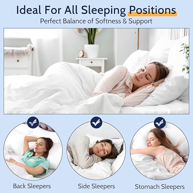 Standard Size Pillows Set of 4, Bed Pillows for Sleeping 4 Pack, Luxury Hotel Quality, Supportive Standard Pillows with Soft Down Alternative for Back Stomach Side Sleepers, Machine Washable