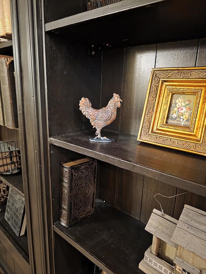 Metal Rooster Statue Table Art Sculpture Antique Copper Vintage Chicken Table Decor Rustic Country Rooster Figurine Tabletop Decoration Gifts for Home Kitchen Office Hotel Countertop Ornament