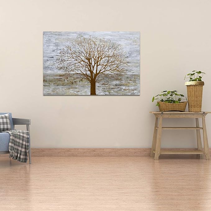 Yihui Arts Hand Painted Abstract Tree Painting for Modern Contemporary Home Decor