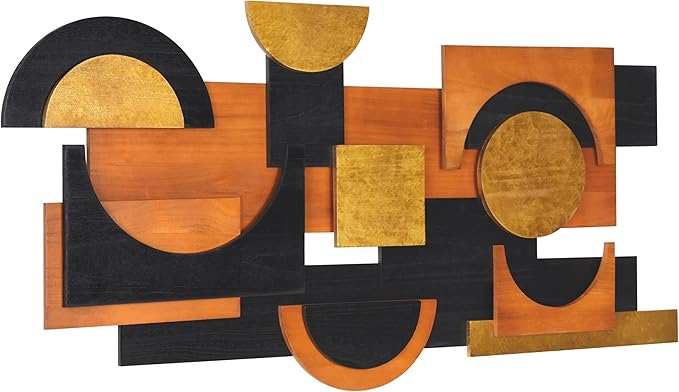 Empire Art Direct "Amber Embraces II Handmade Dimensional Solid Paulownia Wood Abstracts Wall Art, Ready to Hang, Living Room, Bedroom & Office, 48" x 24"x 1.42"