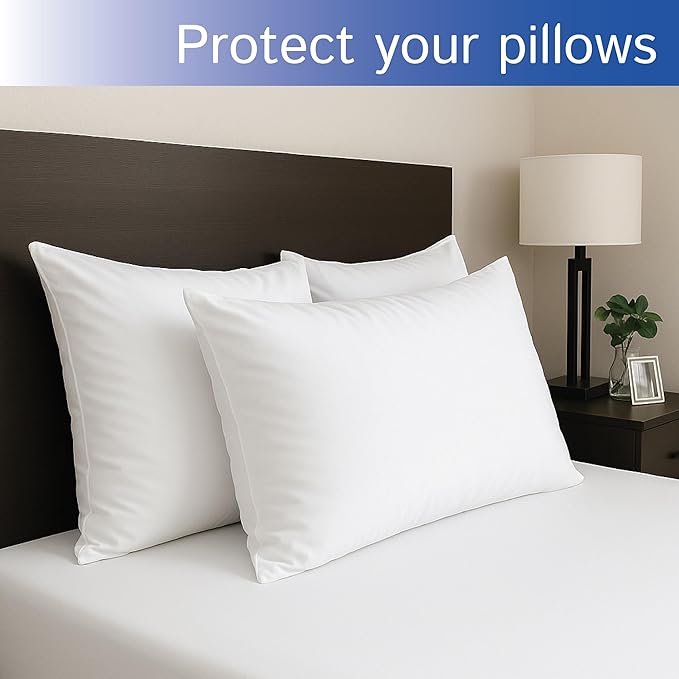 Travel Size Pillow Protectors (Set of 2) - 13x16 Pillow Covers Waterproof Hypoallergenic Dust Proof Zippered Encasement