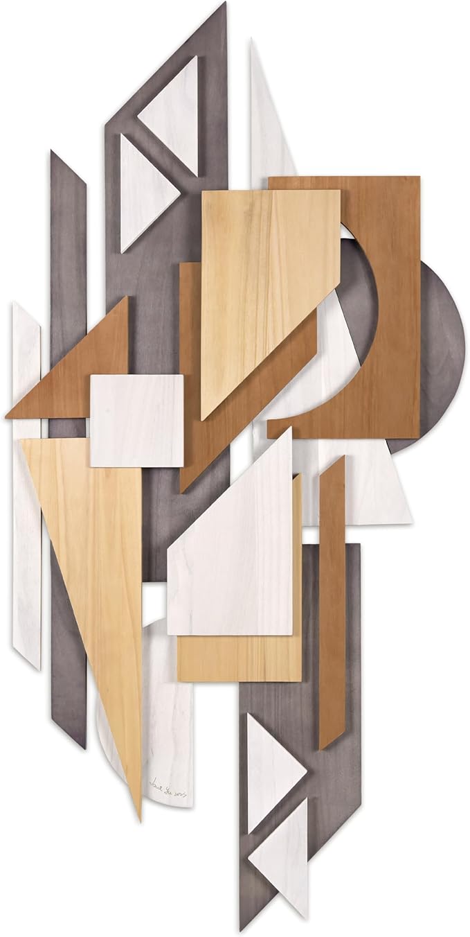 Empire Art Direct "Moonlit Mist I Handmade Dimensional Solid Paulownia Wood Abstracts Wall Art, Ready to Hang, Living Room, Bedroom & Office, 48" x 24"x 1.42"