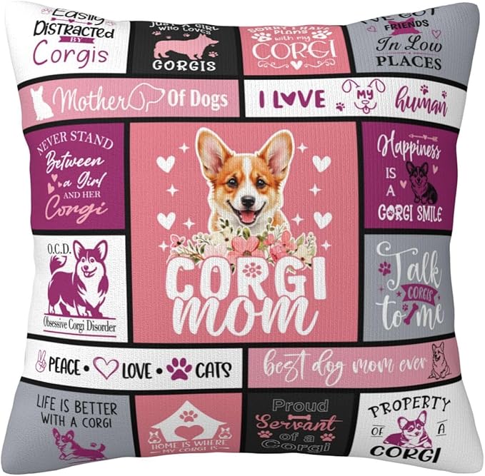 Christmas Corgi Gifts for Corgis Lovers, Funny Corgi Gifts for Women, Best Corgis Themed Gift for Christmas, Xmas, Birthday, Dog Mom Gift for Dog Lovers Throw Pillow Cover 18x18 Inches