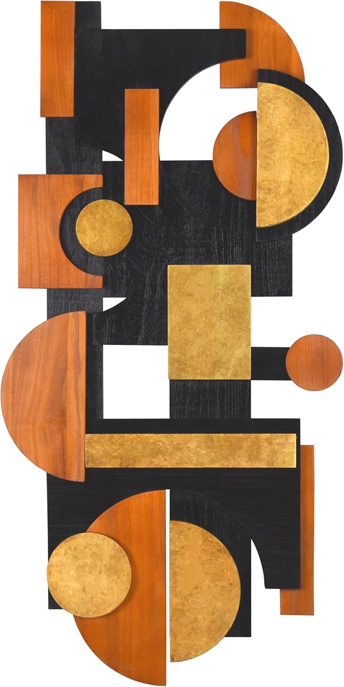 Empire Art Direct "Amber Embraces I Handmade Dimensional Solid Paulownia Wood Abstracts Wall Art, Ready to Hang, Living Room, Bedroom & Office, 48" x 24"x 1.42"