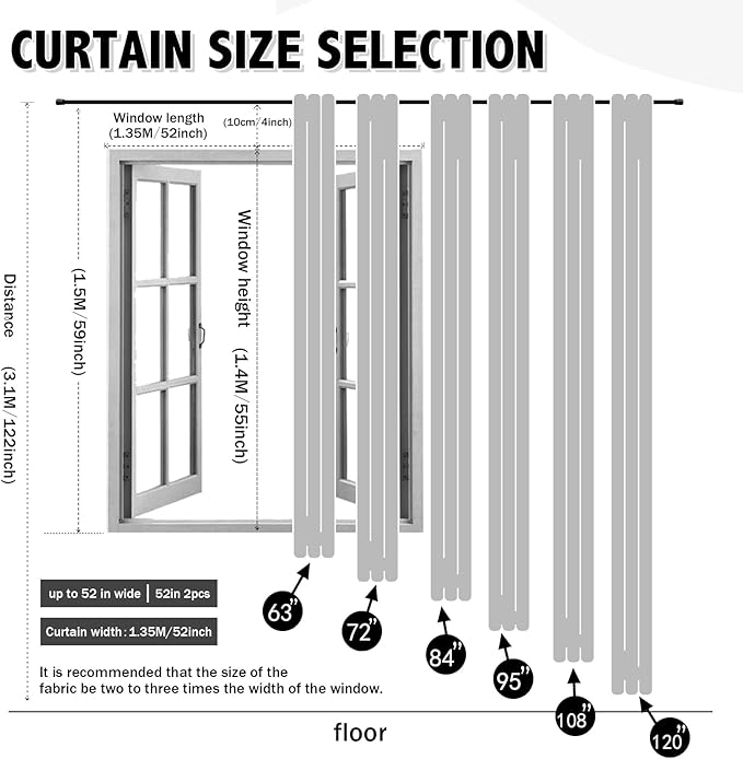 Anytime Home Curtains Blackout and Sheer Layered Solid Window Curtain Panel Pair with Grommet Top, 52Wx95L,Navy Blue