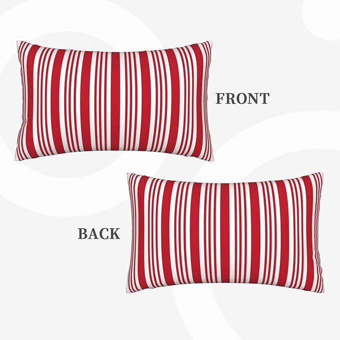 Red and White Striped Lumbar Pillow Covers 12x20 Inch Set of 2 Red Stripes Throw Pillow Cover Lines Texture Pillowcase Cushion Cases for Home Couch Bed Sofa