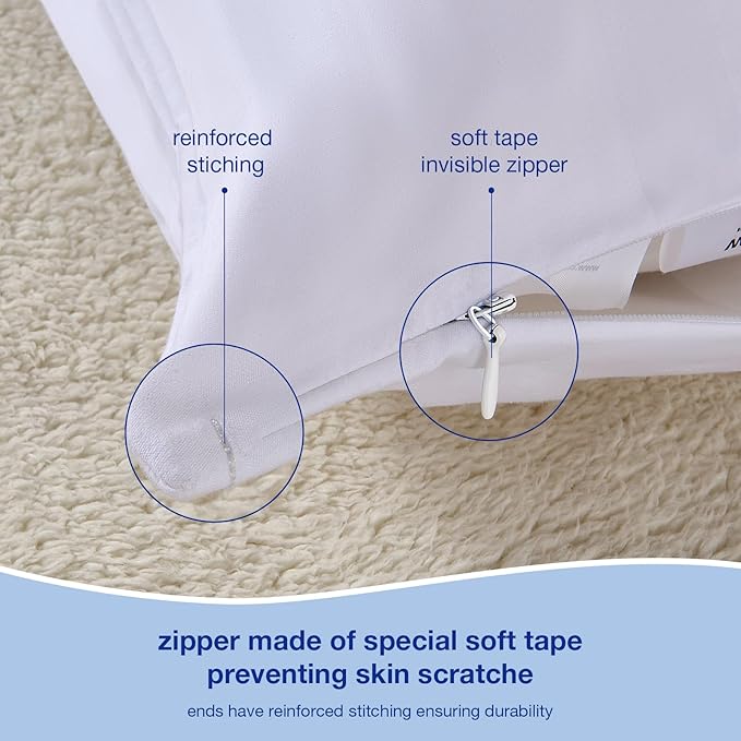 Premium Cotton Pillow Protectors with Zipper Durable Soft Breathable Pillow Cover Toddler & Travel Pillow Size 2 Pack