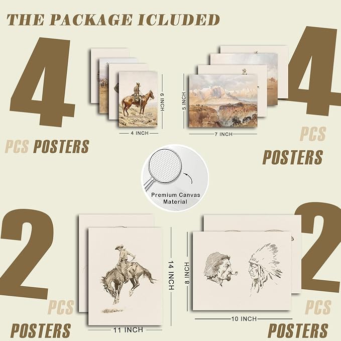 Kizbok Western Deor Vintage Farmhouse Cowboy Western Wall Decor, Retro Southwestern Wall Art Prints Country Cowboy Oil Paintings, Rustic Horse Riders Ranch Southwest Artwork Picture for Gallery Bedroom Bathroom western Home Decor (Set of 12, Unframed)