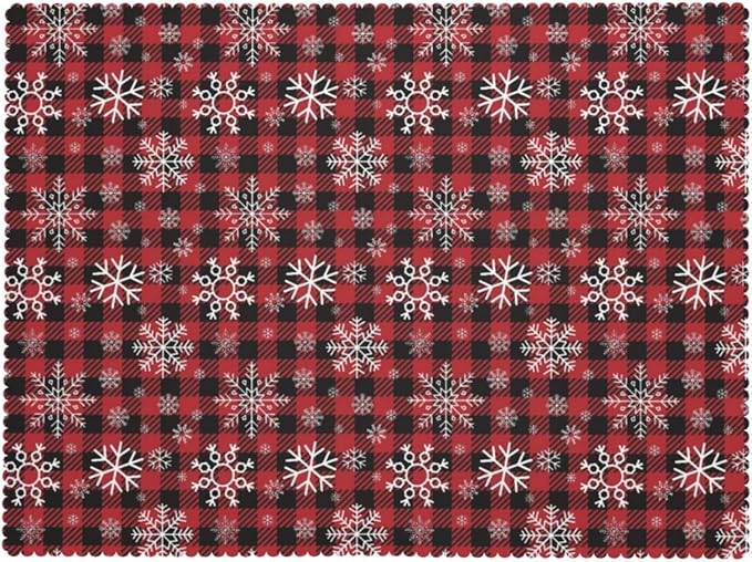 Christmas Plaid Table Cloth for Dining Tables,Reusable Red and Black Buffalo Plaid Snowflake Tablecloths Xmas Decoration Rectangle Table Cover for Winter Holiday,Kitchen,Party,54x72In