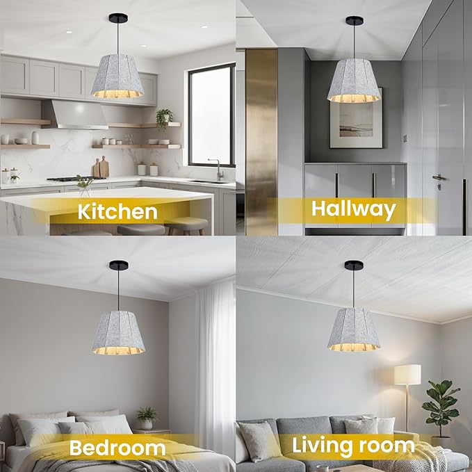Pendant Light with Felt Lampshade, Modern Hanging Lamp Fixture, DIY Acoustic Pendant Light Chandeliers for Kitchen Island, Living Room, Dining Room, Bedroom, Office (D15.7"x11")