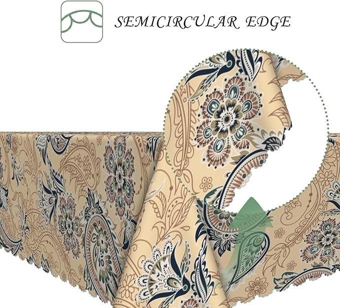 52x70 Inch Paisley Rectangular Tablecloth Retro Bohemian Floral Table Cloth Bohemian Washable Durable Table Cover for Dining Banquet Garden Home Decor