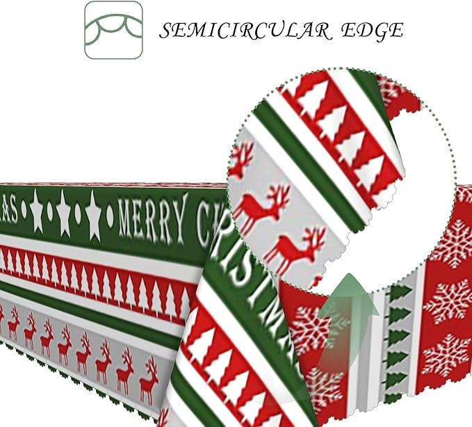54x78 Inch Merry Christmas Rectangle Tablecloth Reindeer Snowflakes Xmas Tree Stripes Table Cloth Washable Durable Table Cover for Kitchen Dining Banquet Ugly Christmas Sweater Party Decor