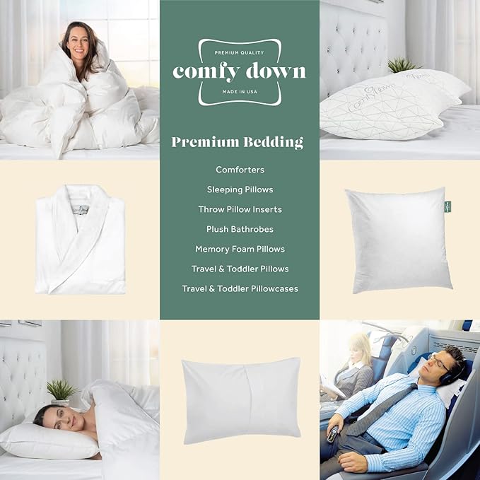 ComfyDown Decorative Throw Pillow Insert, Down and Feather Fill, 100% Cotton Cover, 233 Thread Count - Made in USA (14 X 34)