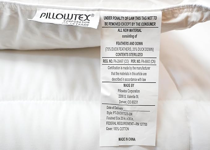White Duck Down & Feather Pillow - Pillows with Soft-Medium Support for Side & Back Sleepers Queen Size