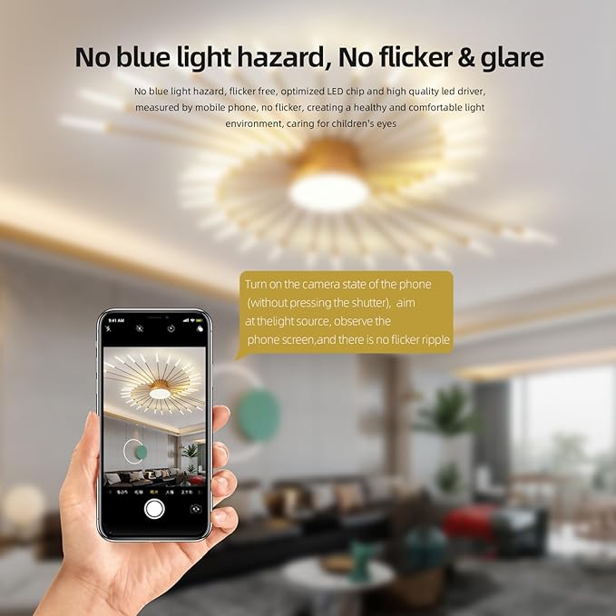 JAYMP Ceiling Light Modern Flower Shape Ceiling Lamp for Living Room Dining Room Flush Mount Metal Acrylic Sputnik Firework Petal LED Lighting Fixture (Matte Gold, 42+1 Lights)