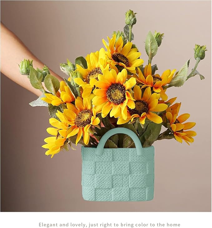 Ceramic Vase, Small Modern Flower Vase for Home Decor, Handbag Collection Creative Ceramic Floral Vases for Centerpieces, Flower Arrangement Decoration Shooting Props (Green)