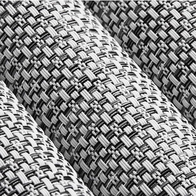 AHHFSMEI Placemats for Dining Table Set of 8 Woven Vinyl Plastic Place Mats Non-Slip Heat Insulation Stain Resistant Table Mats Washable Easy Clean Placemats (White Grey Silver 8)